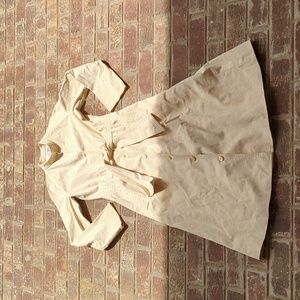 Vintage 1970s Samuel Roberts Beige Suede Look Shirt Dress with Self Belt